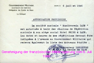 Genehmigung der franzsischen Militrregierung vom 6. Juli 1946