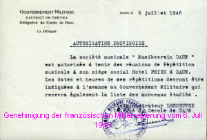Genehmigung der franz�sischen Milit�rregierung vom 6. Juli 1946