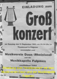 Einladung zum "Gro�konzert" mit dem Musikverein Daun und der Musikkapelle Fulpmes